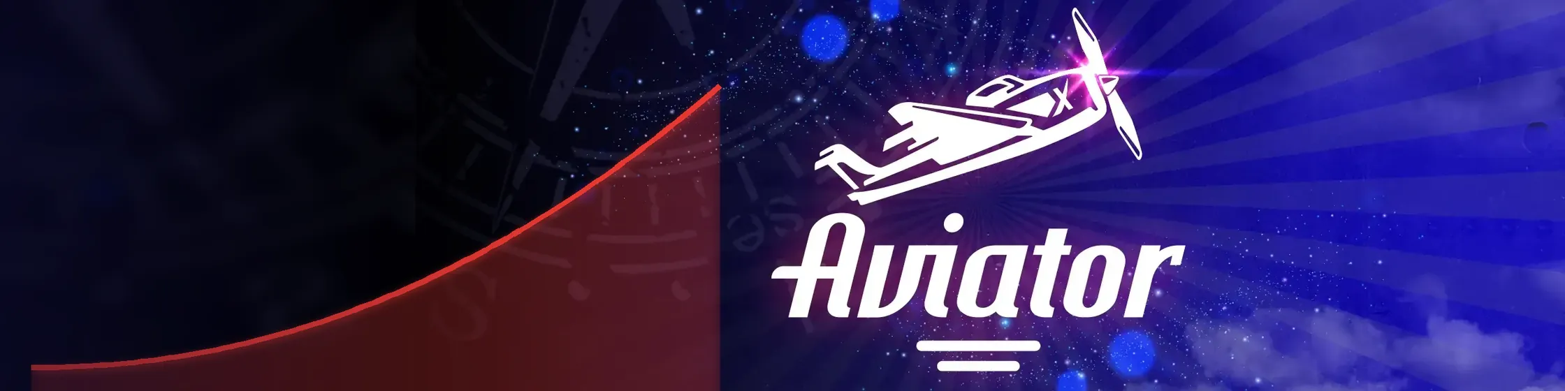 Aviator vliegtuig met stijgende rode multiplier-curve op indigo achtergrond